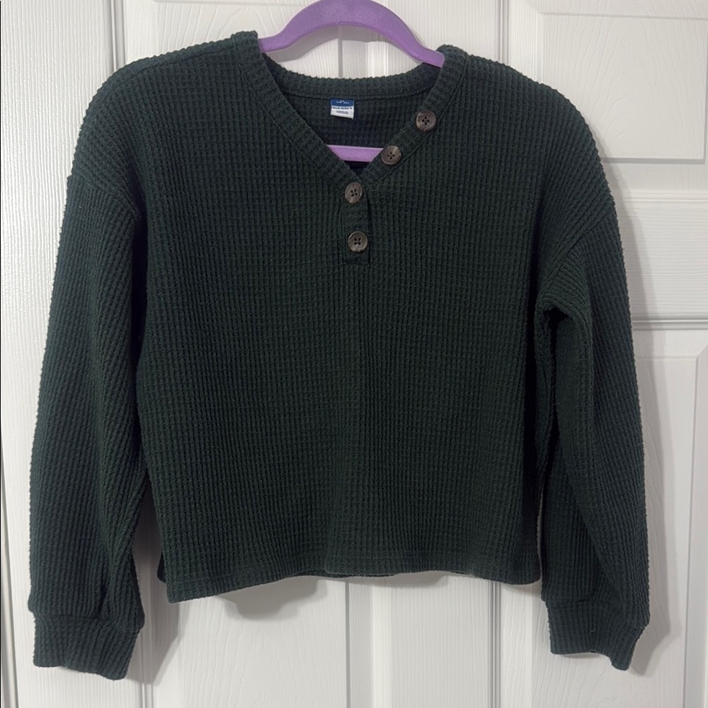 Dark Green Waffle Knit Sweater